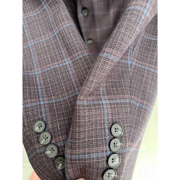 Calvin Klein Purple Plaid Blazer Men’s 38S | Wool Blend Sport Coat - Picture 4 of 9